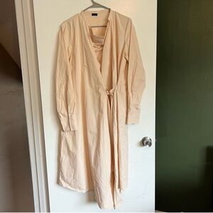 JOSEPH light peach cotton arran poplin long sleeve wrap dress 
size 42 (us 10)